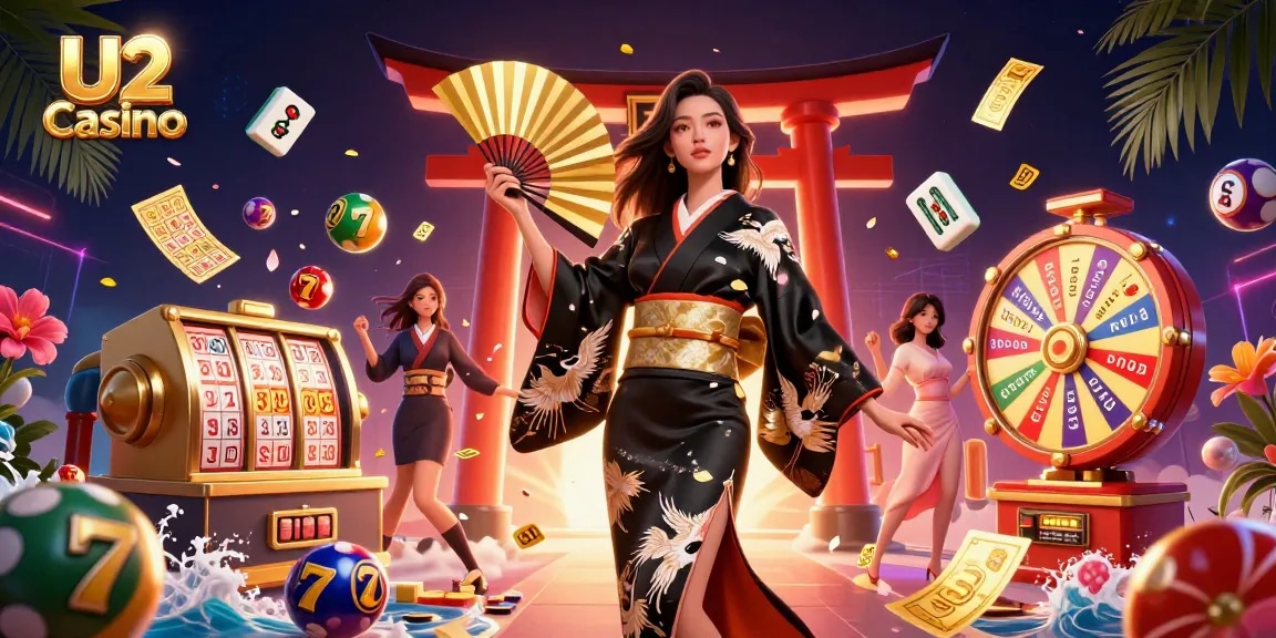 Experience the excitement of U2 Casino with vibrant slot reels and an elegant atmosphere.