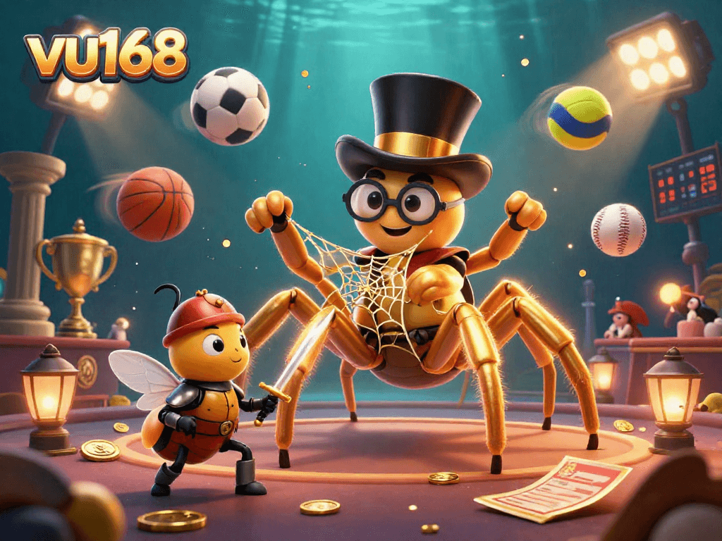 Experience thrilling sports betting at vu168 with a dynamic 3D casino scene featuring exciting game elements.