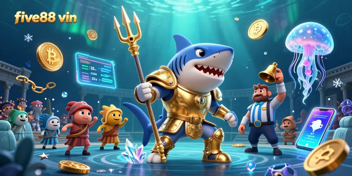 Experience thrilling gameplay at five88 vin with a golden shark and crypto elements in an underwater colosseum.