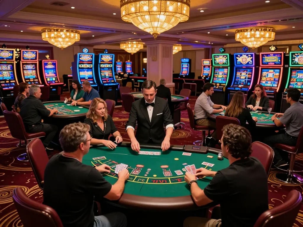 Engaged players at TG88 casino blackjack tables in action, showcasing excitement and strategic gameplay.