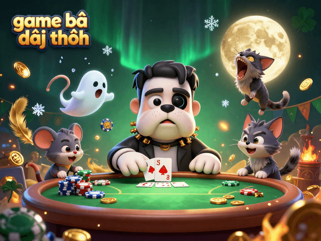 Win big with game bài đổi thưởng at a lively poker table featuring unique characters.