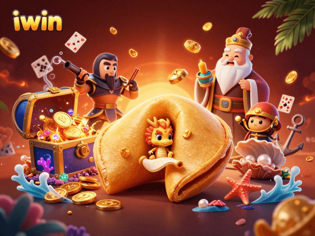 Engage with iwin's vibrant casino scene showcasing a dragon and warriors amid gold coins and gems.