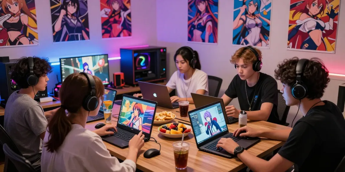 Enjoy thrilling hentai games with friends in a vibrant gaming room