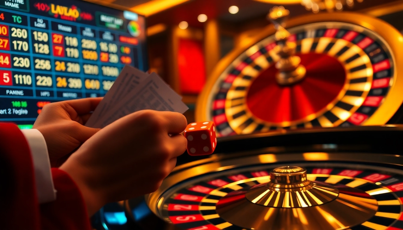 Engaging lô đề trực tuyến betting slip action with poker chips and digital lottery interface