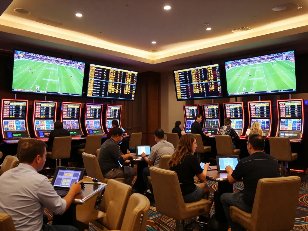 Tỷ Lệ Bóng Đá featured on a vibrant sports betting screen showcasing live match odds in a modern casino setting