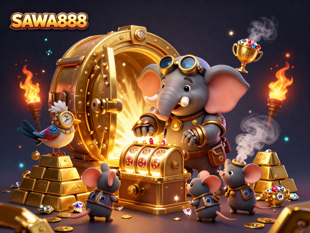Spin the golden slot machine and unlock rewards at SAWA888's thrilling gaming experience.