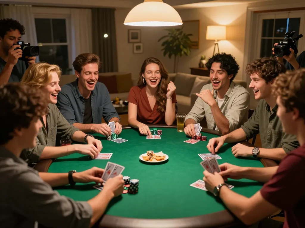 Engaging home poker night with friends focusing on kèo nhà cái for strategic gameplay