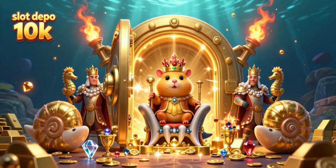 Spin and win with slot depo 10k featuring a golden hamster king and treasure elements.