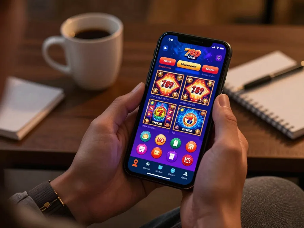 Playing exciting games on the 789 club mobile app with vibrant display and strategic elements visible