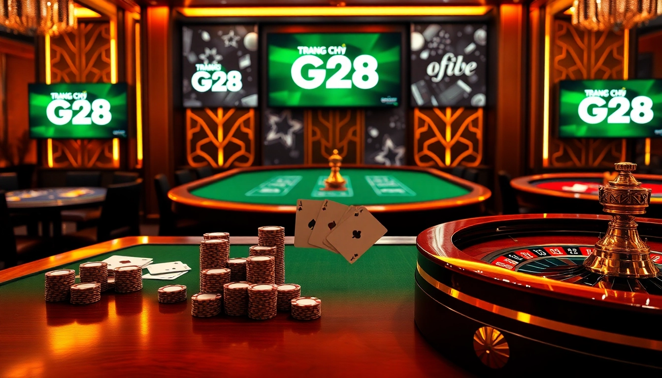 Experience thrilling gameplay and winning strategies at Trang chủ G28, featuring vibrant casino elements.