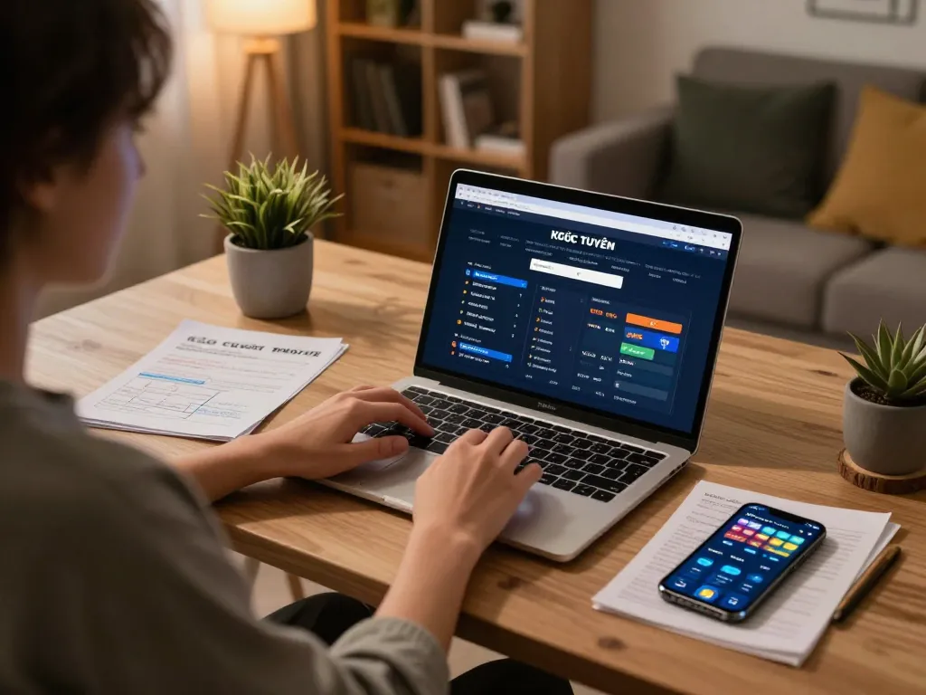 KÈO TRỰC TUYẾN betting interface showcased in a modern home setup, highlighting strategic online gaming.
