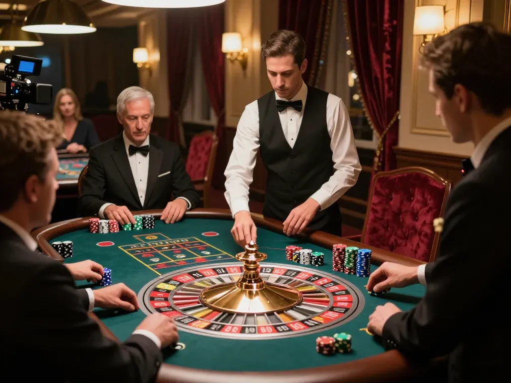 Players engaging with roulette at a vibrant casino table featuring du88 chips and an exciting atmosphere.