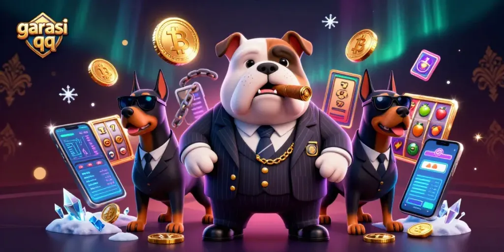 Join the excitement at garasi qq with vibrant slot games and neon crypto elements.