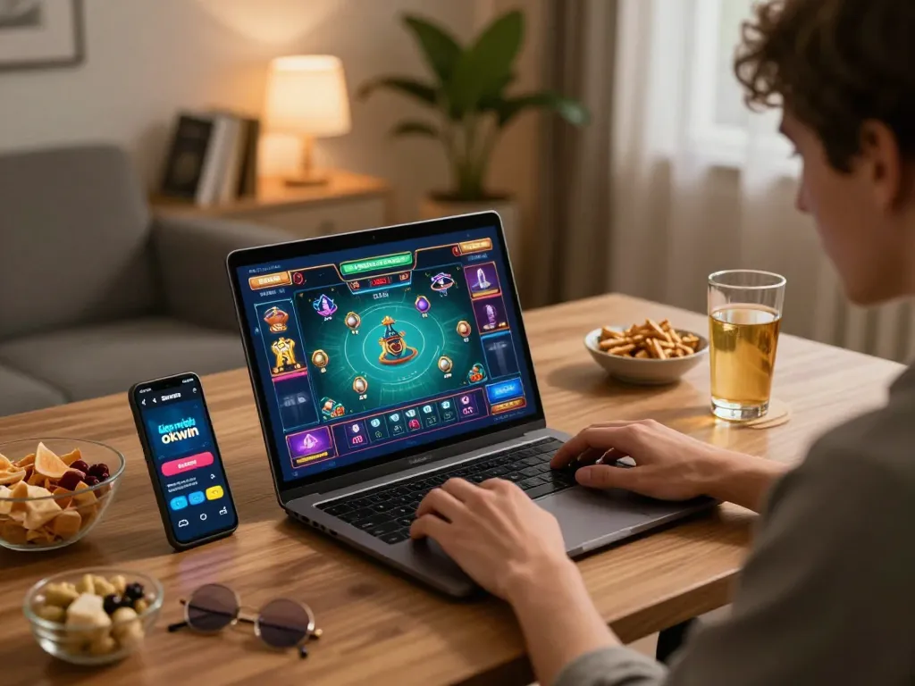 Experience Liên minh okwin online gaming with an engaging laptop and app interface
