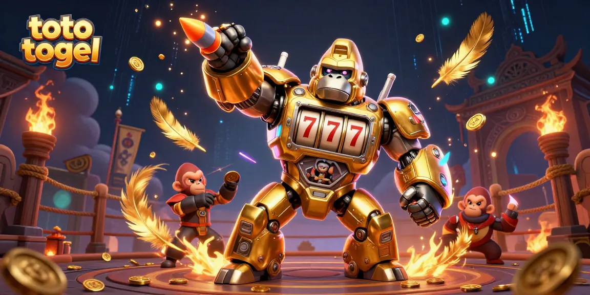 Experience thrilling action in toto togel with a dynamic gorilla mech and vibrant casino elements.