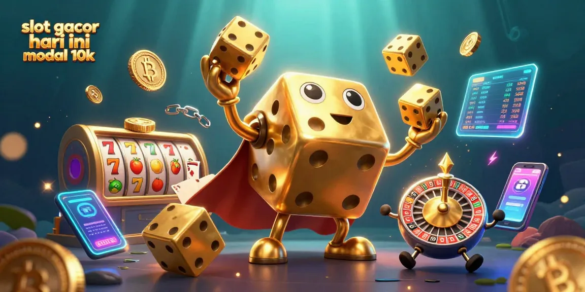 Spin and win with slot gacor hari ini modal 10k amidst golden dice, jackpots, and crypto elements.