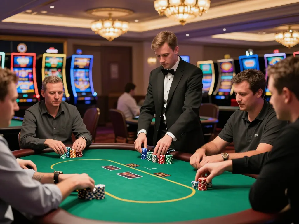 Players creating a caricature of themselves at a poker table adorned with vibrant colors and exciting gameplay.