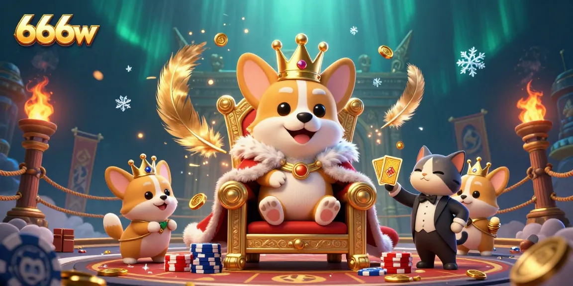 Experience thrilling gameplay with 666w, where vibrant corgi royalty meets fun casino elements.