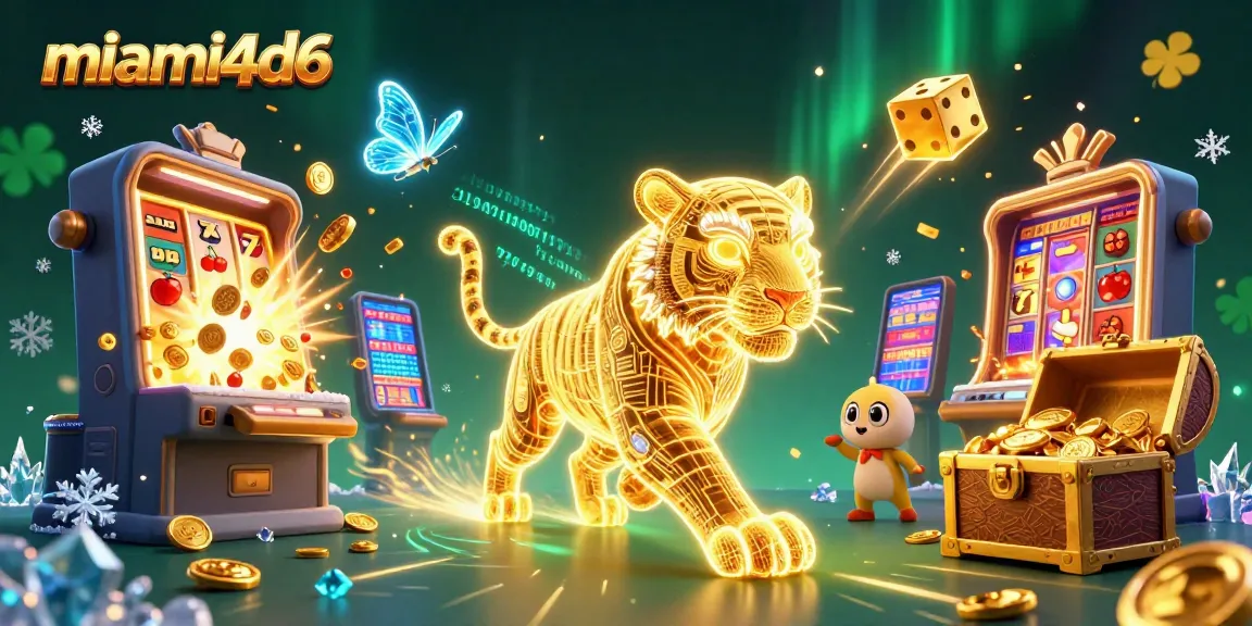 Experience thrilling gameplay with miami4d6 in a vibrant digital casino scene featuring a golden tiger and jackpots.