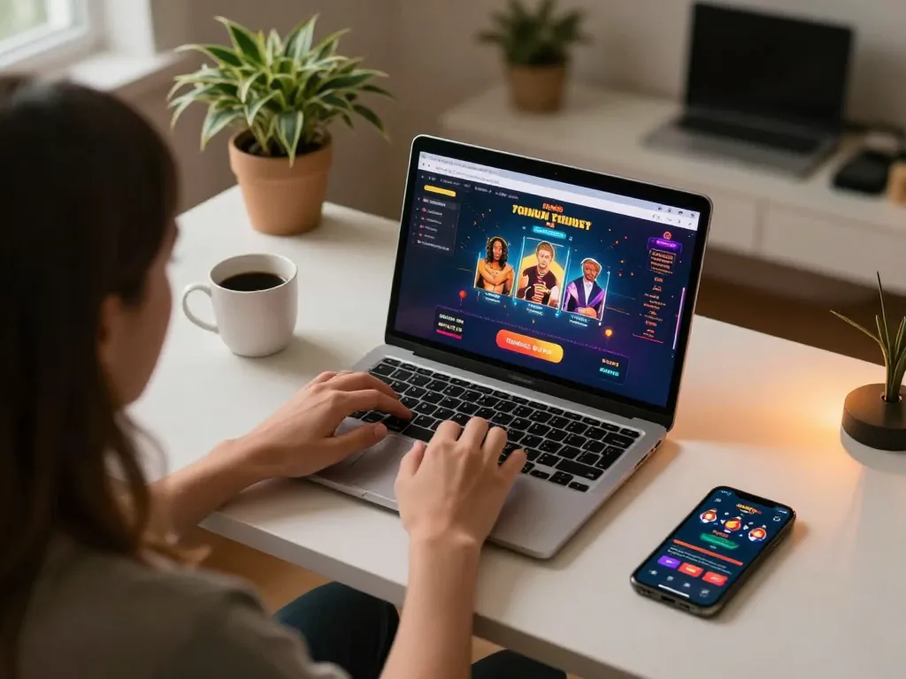 Engaged player using cloud-africa casino app for online gaming session at home