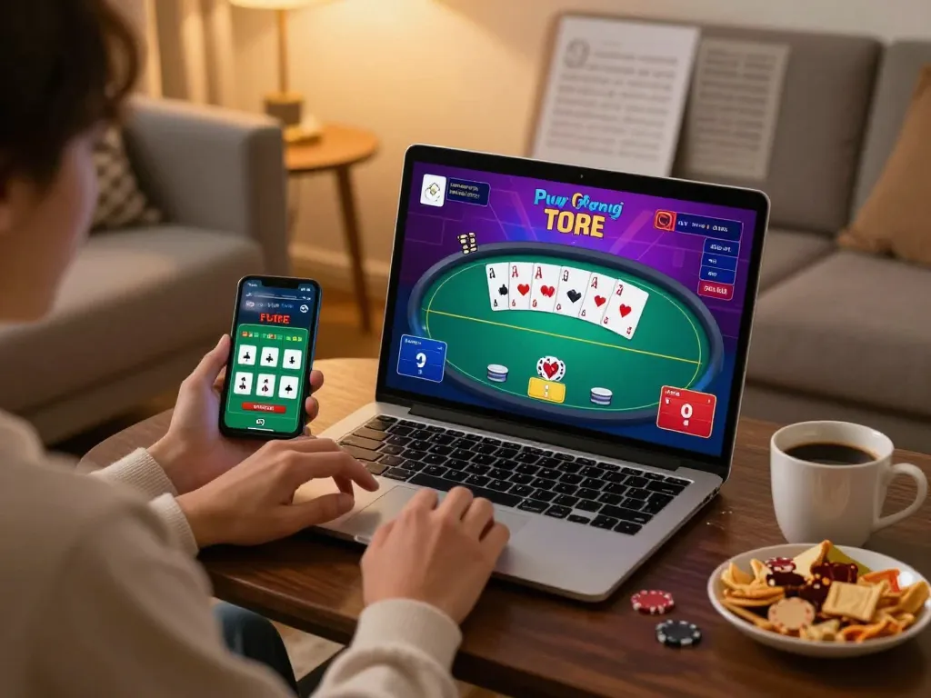 Iwin player enjoying online poker strategy at home with engaging gameplay.