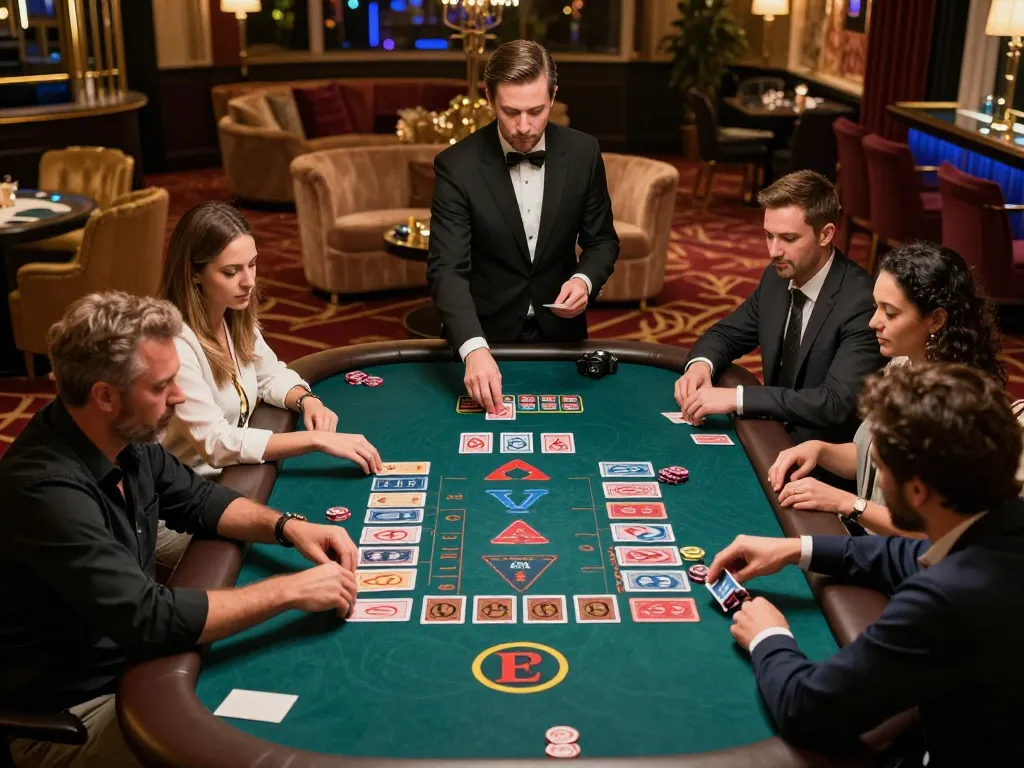 Live Casino baccarat game in action with players placing bets and a professional dealer managing the table