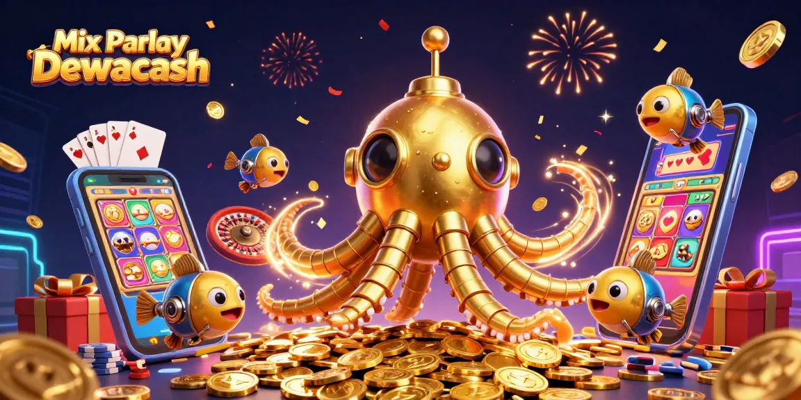 Win big with Mix Parlay Dewacash featuring a dynamic underwater casino scene filled with excitement.