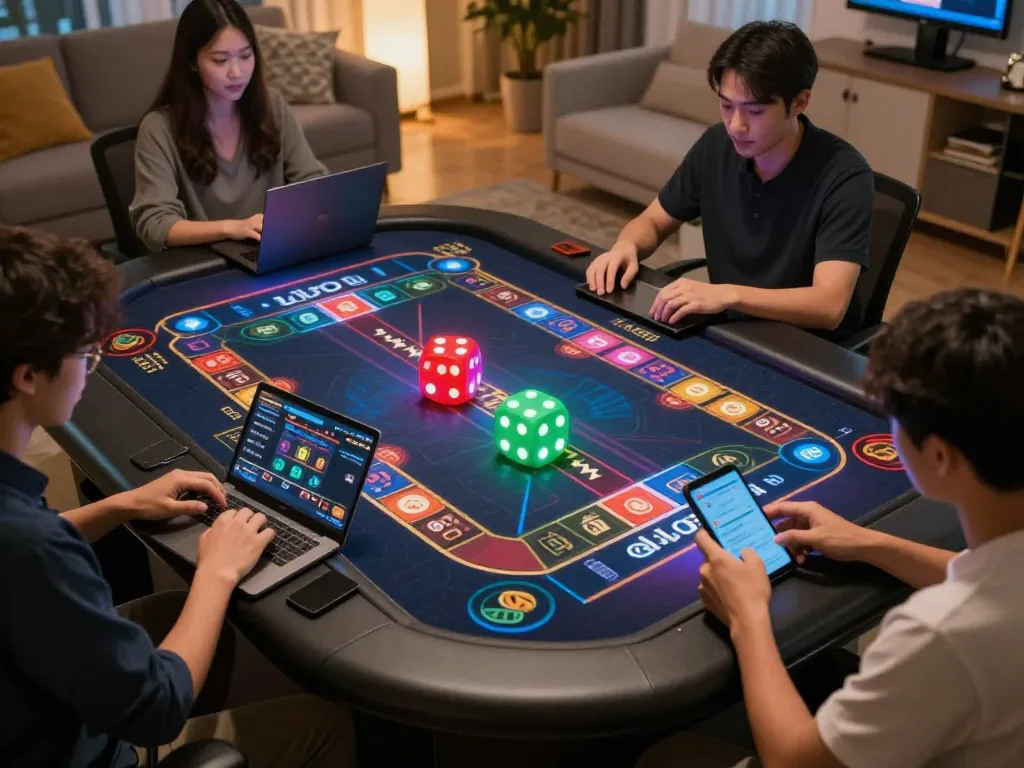 Tài Xỉu online game with dynamic dice rolling on screen, capturing player engagement and excitement