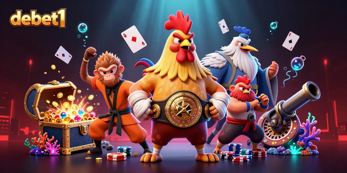Experience debet1 in this vibrant 3D scene filled with poker cards and casino action.