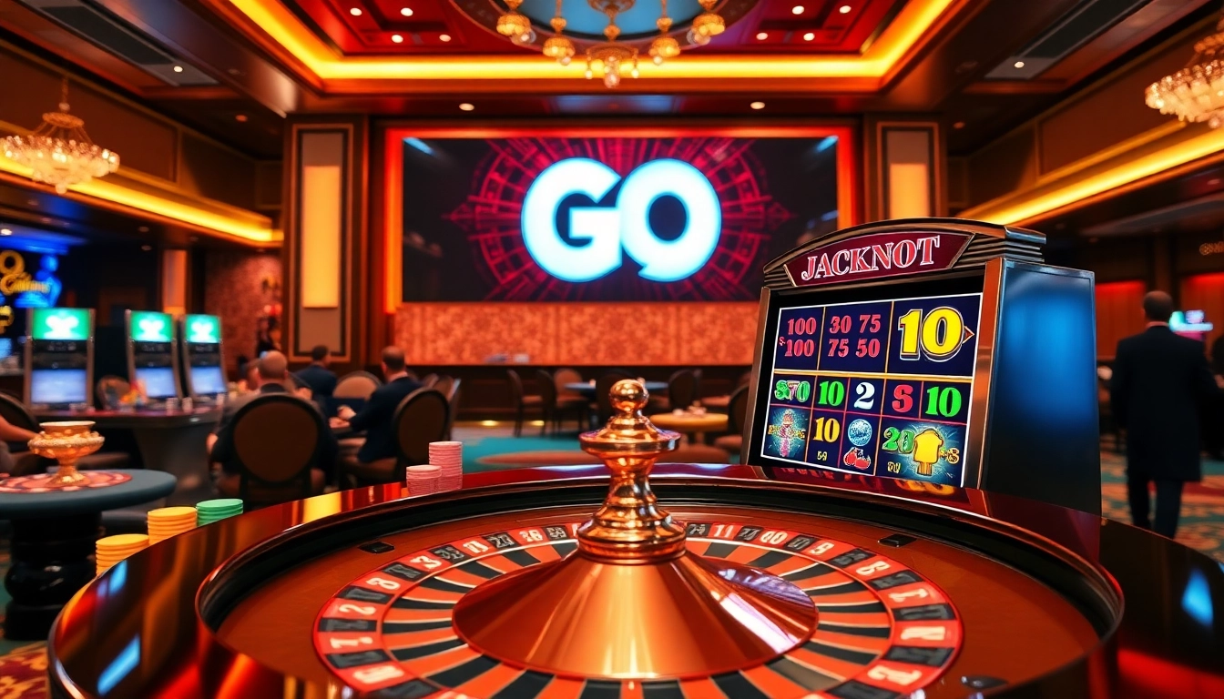 Players enjoying their wins at Go 99's vibrant casino, featuring roulette and slot machines.