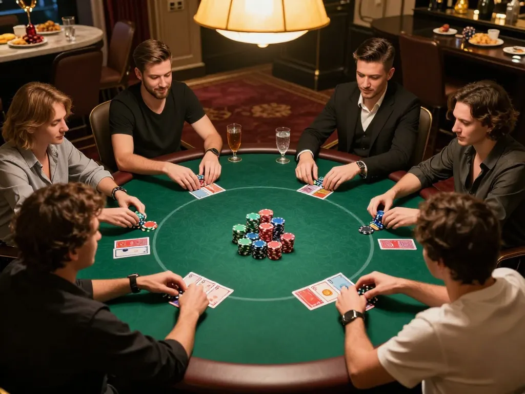 Kuwin players engaged in an exciting poker game, showcasing strategy and camaraderie at the table.