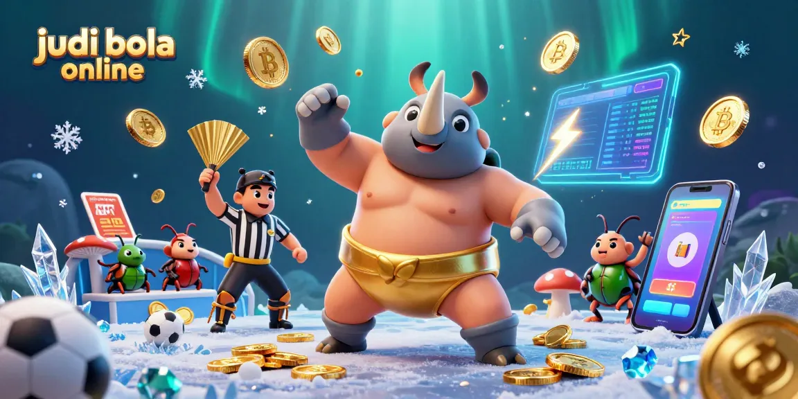 Experience thrilling judi bola online betting with our dynamic illustration featuring a beetle sumo champion.