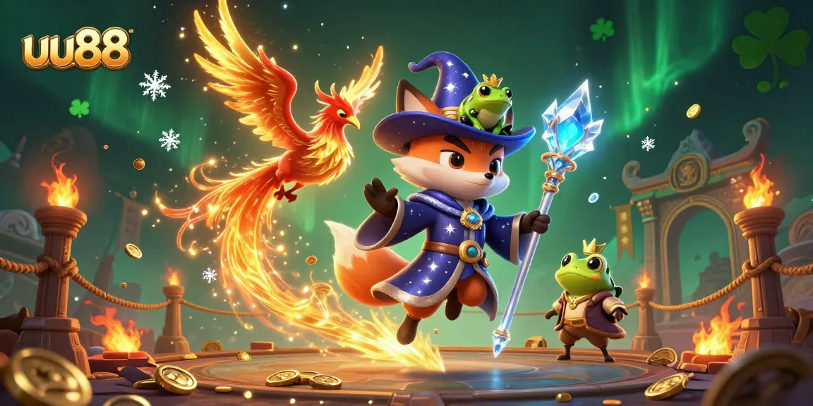 Experience winning play with uu88 in this vibrant 3D casino illustration full of animated elements.