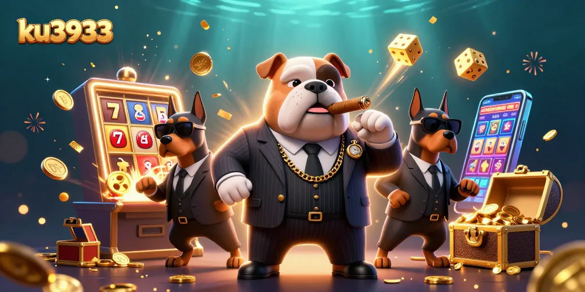 ku3933 spins into a vibrant jackpot scene featuring a bulldog boss and dynamic slot elements