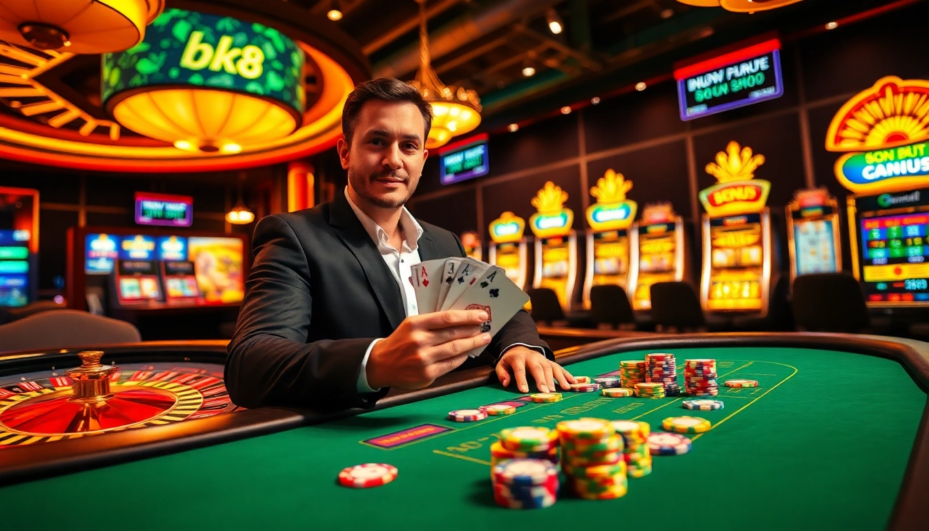 Experience the thrill of เครดิตฟรี bk8 at a lively blackjack table, winning big.
