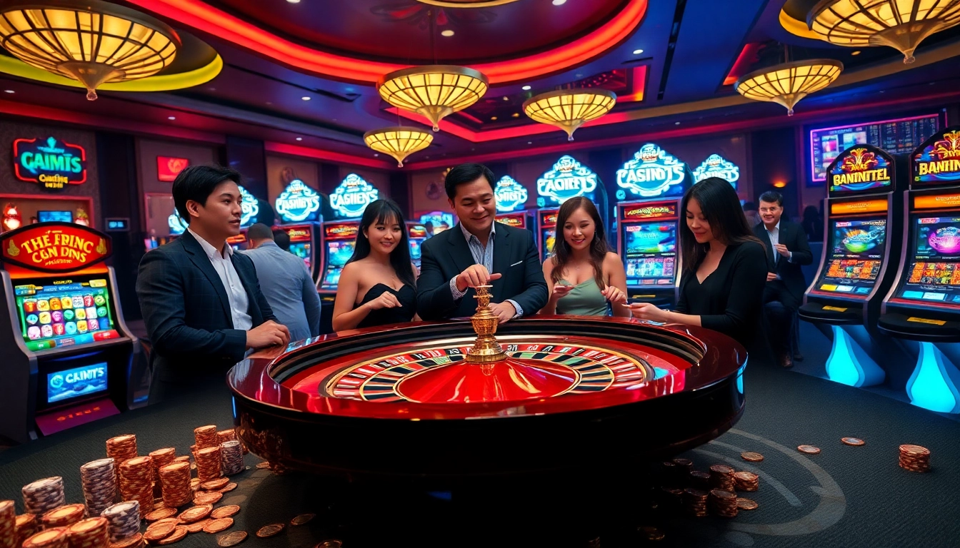 Experience the excitement of gambling at Trang chủ 888NEW with vibrant casino scenes and engaging players.