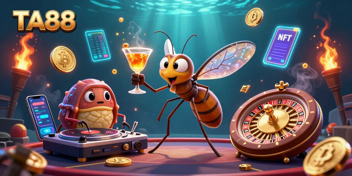 Experience TA88 gaming with vibrant characters and crypto elements in a rich casino scene.