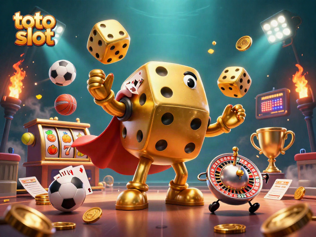 Engage with thrilling toto slot gameplay featuring a dynamic golden dice golem and vibrant symbols.