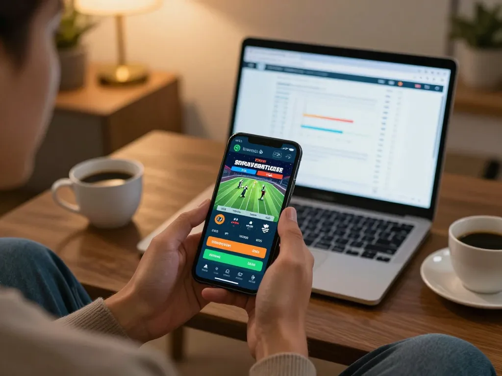 Engaging in real-time sports betting on LGOGOAL app in a cozy living room