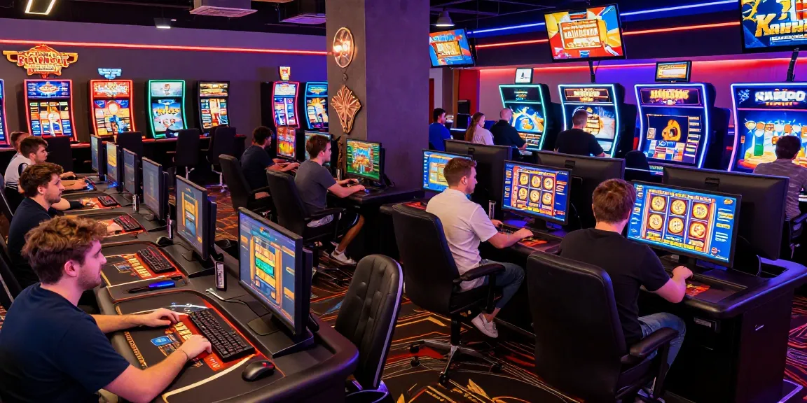 Engaging gaming scene at being-there.org.uk credit card casino with players enjoying diverse games and vibrant atmosphere.