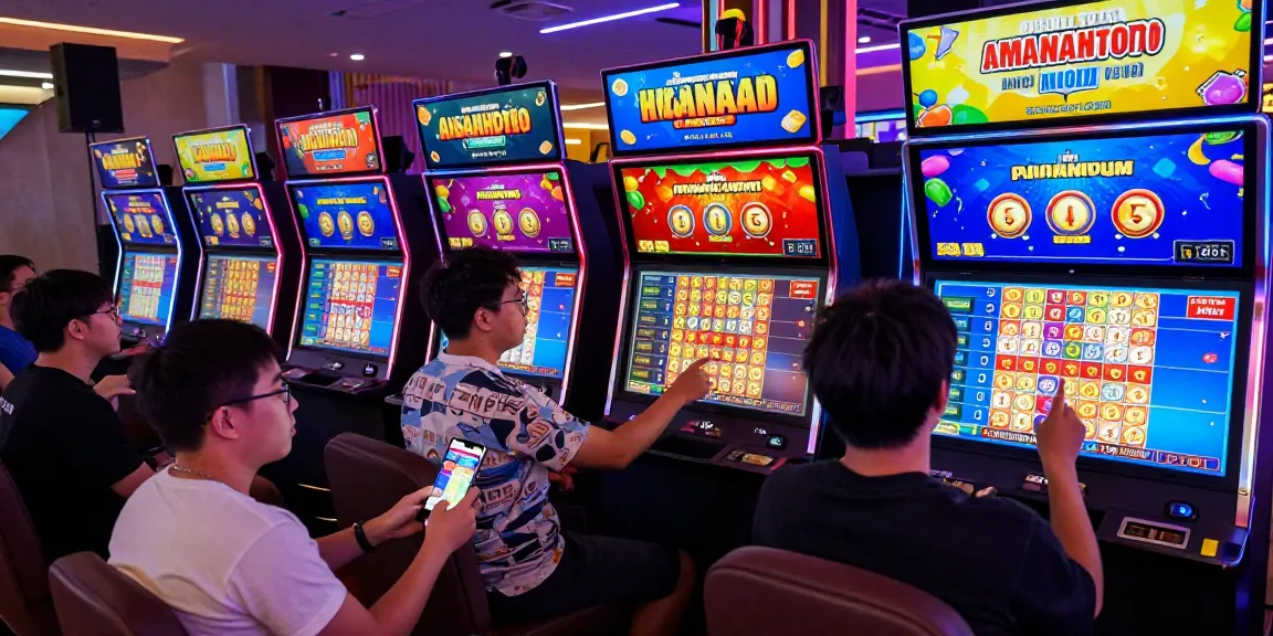 Engaging scene of online lottery players on AMANAHTOTO platform showcasing vibrant graphics and dynamic interactions.