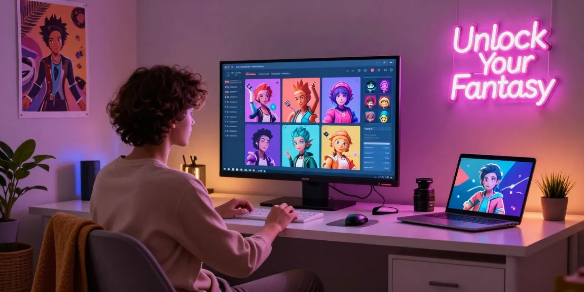 Engaging NSFW character AI chat experience, showcasing user interaction and digital artistry in a cozy setting.