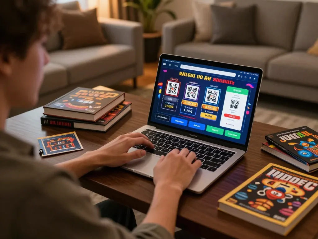 Engaging gameplay on slot qris displaying easy payment options in a cozy home setting
