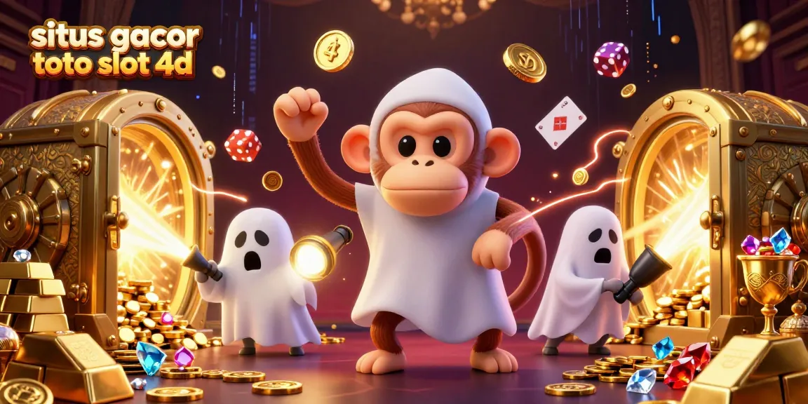 Spark excitement at situs gacor toto slot 4d with a playful monkey and a curious puppy in a hauntingly rich casino