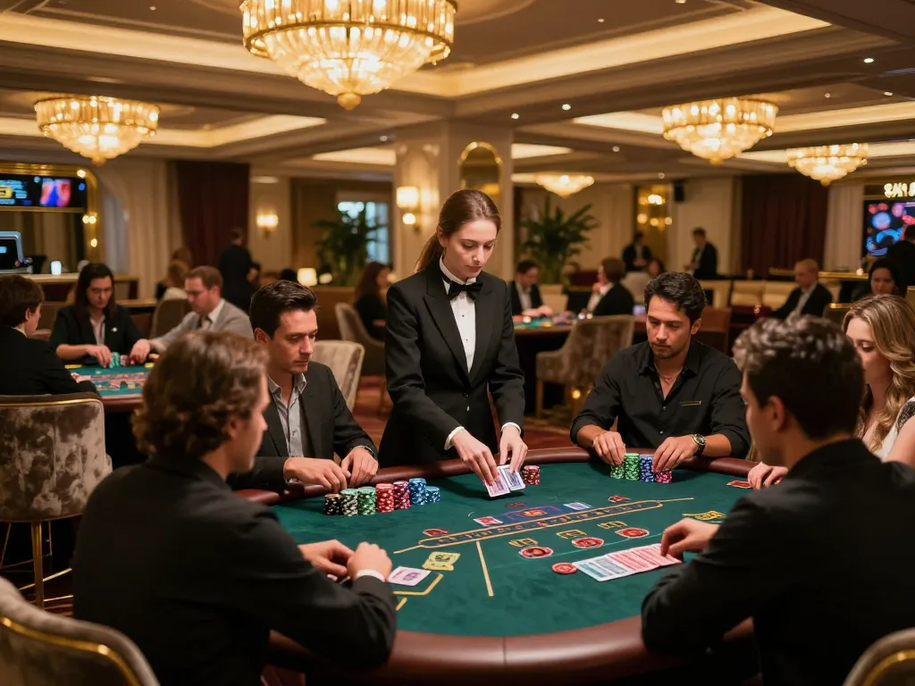 Exciting gameplay at the 100VIP casino lounge showcasing elite blackjack action amidst luxurious decor.