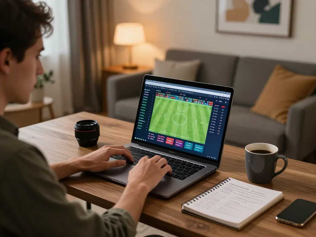 Engaging user analyzing official steaksnlobsters soccer odds on laptop during online betting session.