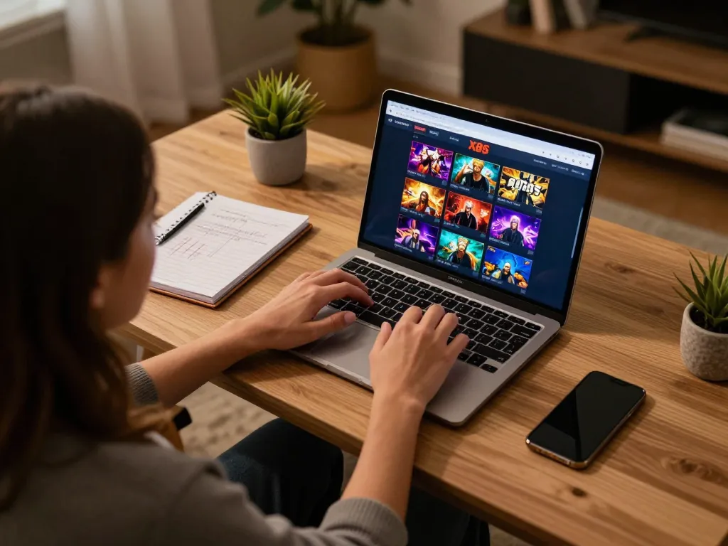 X88 user engaged in online casino gaming, showcasing strategic gameplay at home