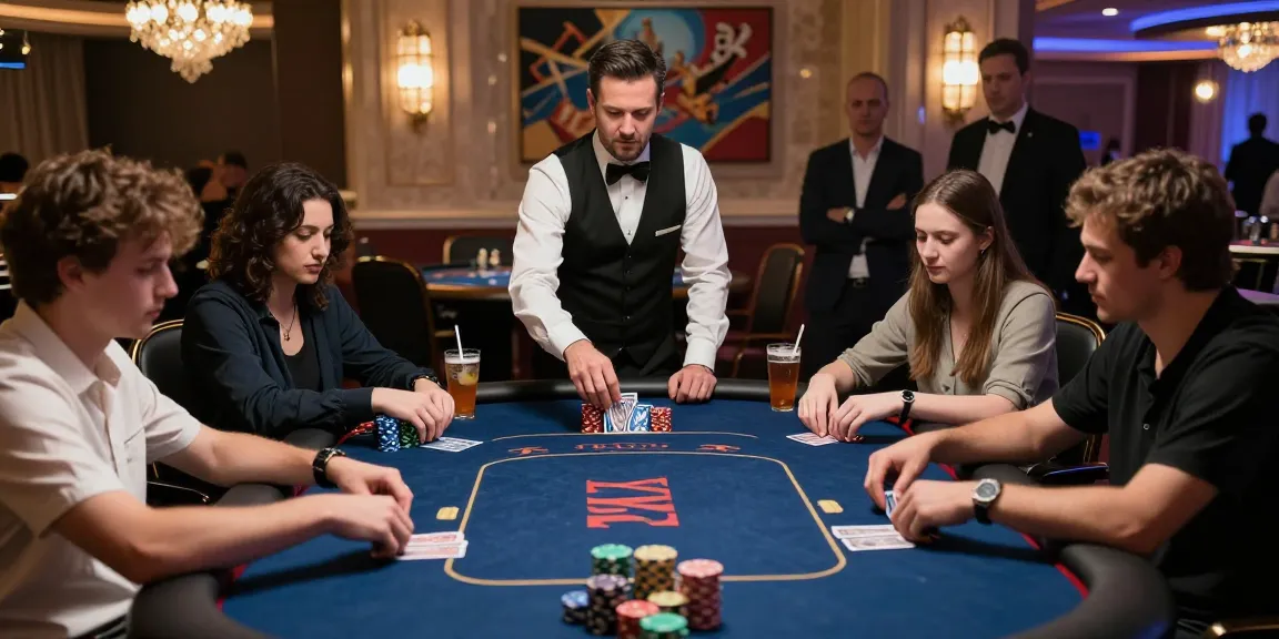 Permainan poker88 di kasino mewah dengan pemain terlibat dalam taruhan tinggi.
