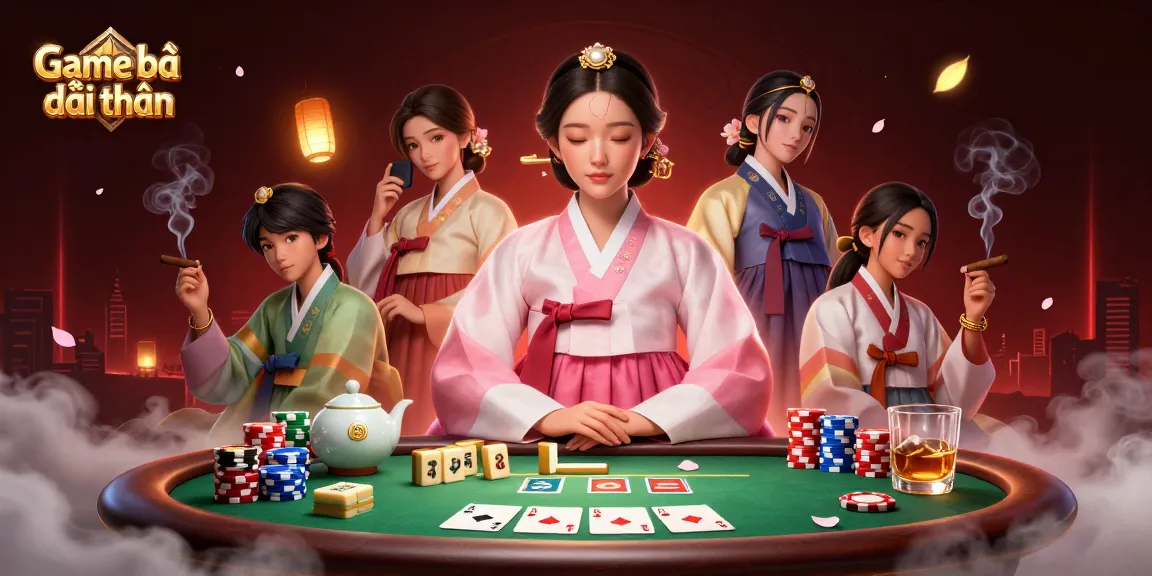 Experience the thrill of Game bài đổi thưởng in a vibrant casino illustration packed with action.