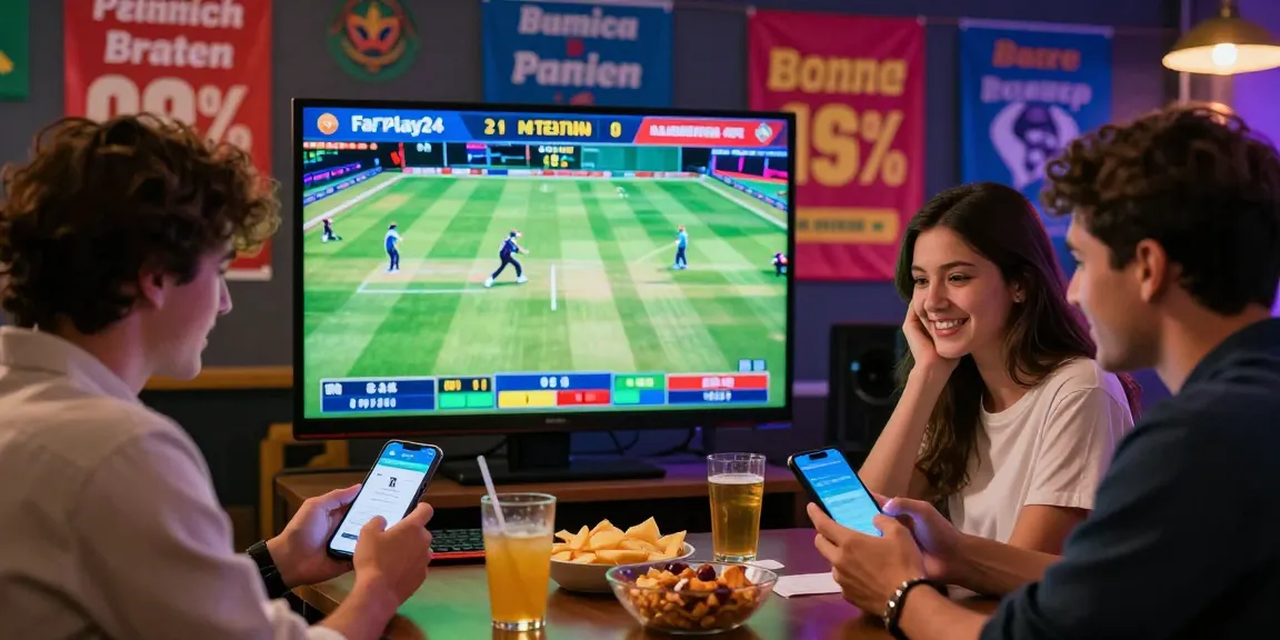 Engaged users placing bets on Fairplay24 during live cricket matches, showcasing excitement and teamwork.